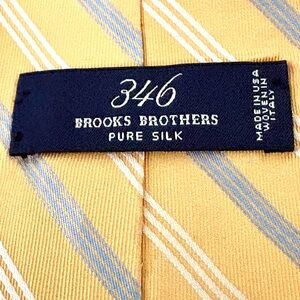 Brooks Brothers Yellow Silk Stripe Tie with Light Blue & White stripes